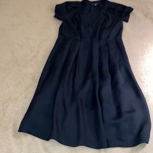Banana Republic black 100% silk dress with cap sleeves and pleated body size 8P